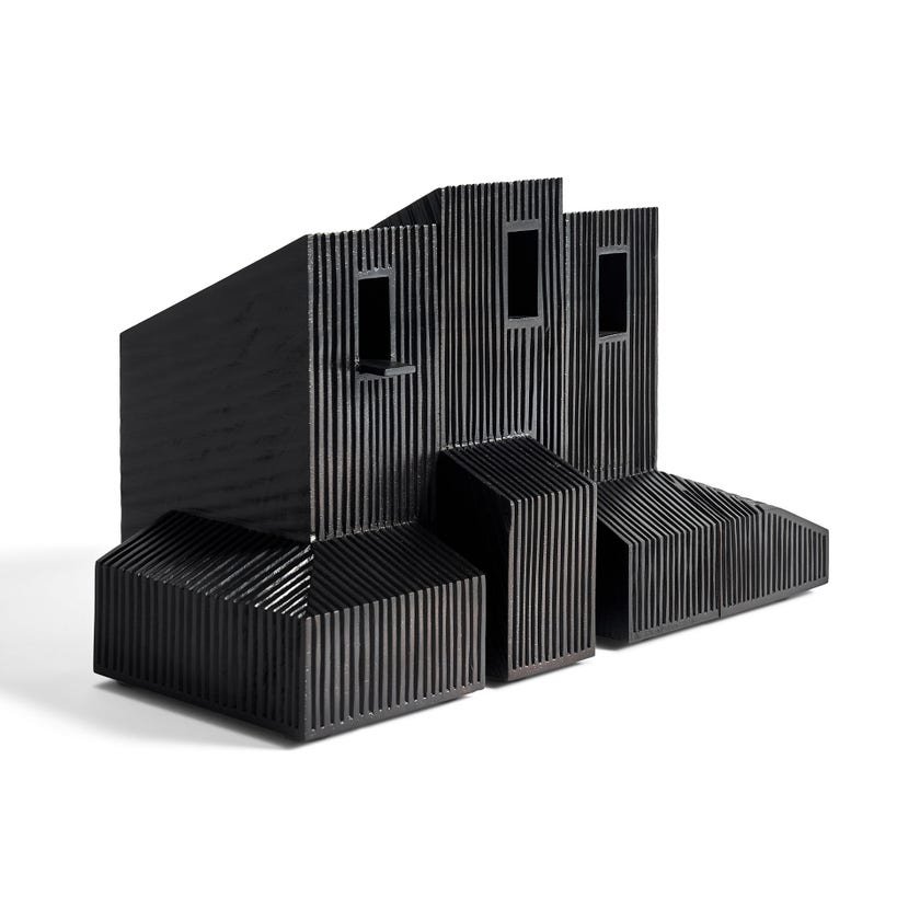 Modern Farmhouse object - varnished mahogany - black Modern Farmhouse object - varnished mahogany - black