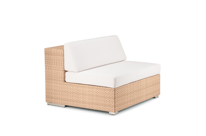 Module central XXL LOUNGE avec coussins Cool white de Dedon, Bleach Module central XXL LOUNGE avec coussins Cool white de Dedon, Bleach