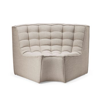 Module d'angle arrondi N701 d'Ethnicraft, 120 x 120 x 76 cm, Beige