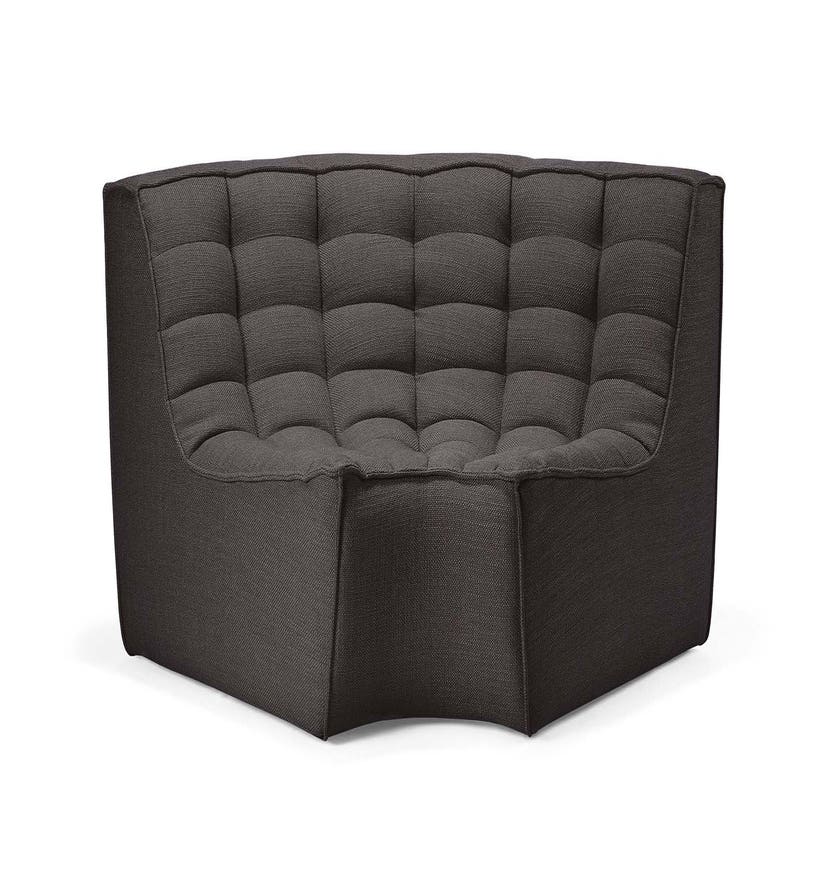Module d'angle arrondi N701 d'Ethnicraft, 120 x 120 x 76 cm, Gris foncé