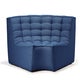Module d'angle arrondi N701, 120 x 120 x 76 cm, Bleu