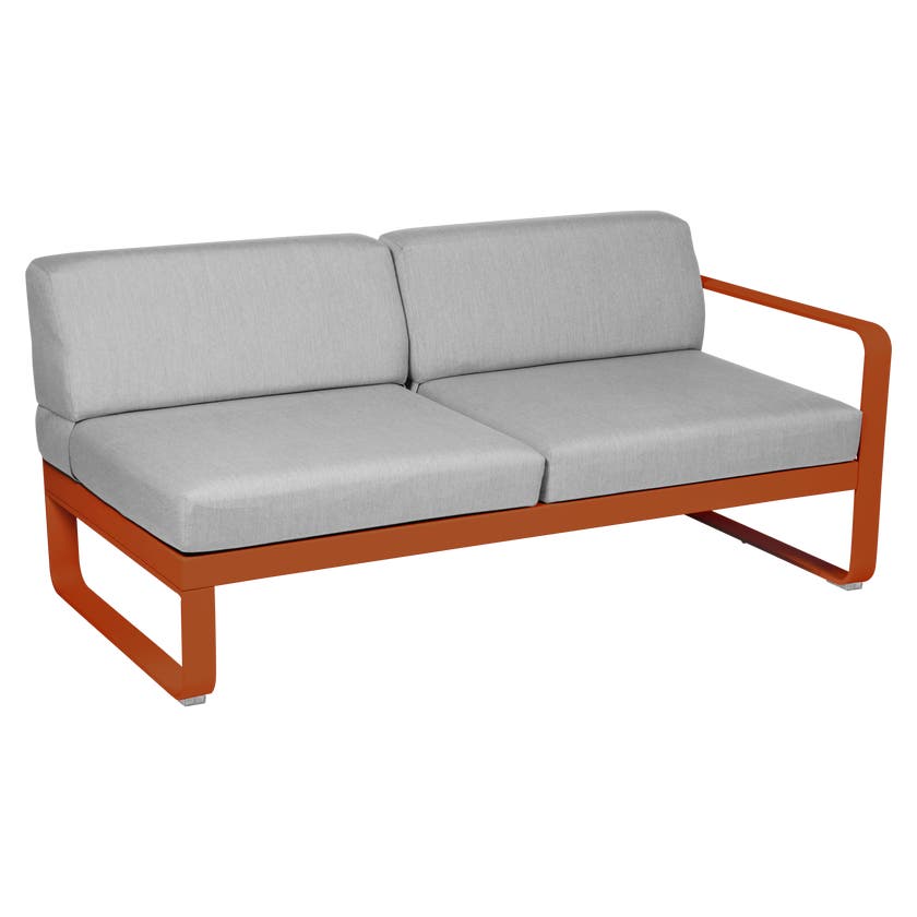 Module droit BELLEVIE de Fermob, 2 places, Orange confite, Coussin Gris flanelle Module droit BELLEVIE de Fermob, 2 places, Orange confite, Coussin Gris flanelle