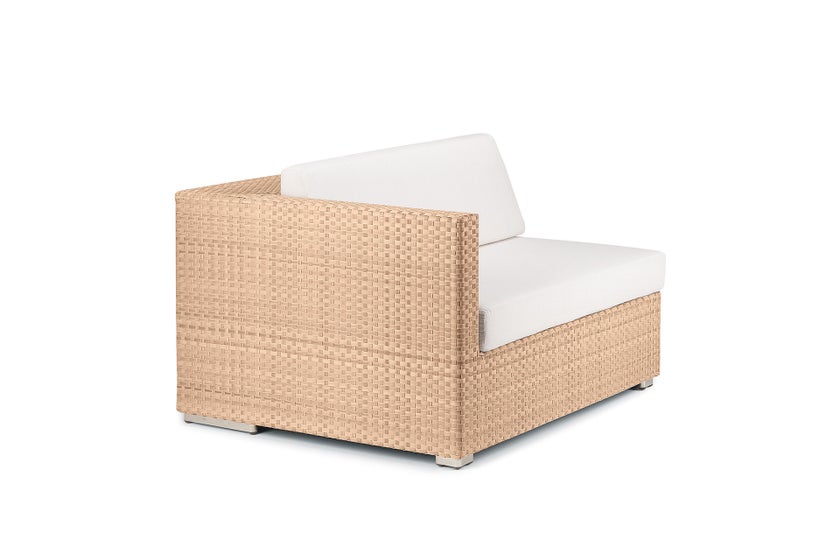 Module droit LOUNGE avec coussins Cool white de Dedon, Bleach Module droit LOUNGE avec coussins Cool white de Dedon, Bleach