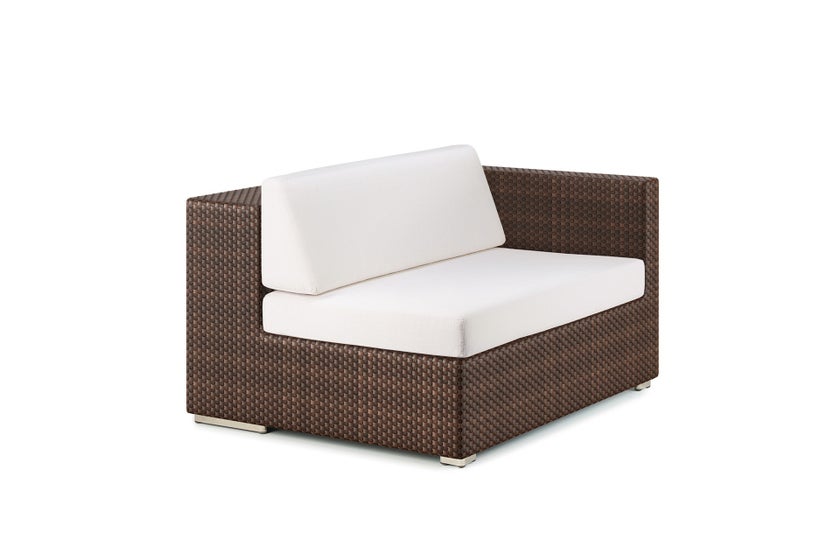 Module gauche LOUNGE avec coussins Cool white de Dedon, Java Module gauche LOUNGE avec coussins Cool white de Dedon, Java