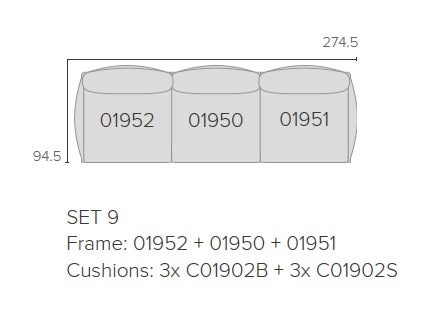 Canapé NODI SET 9 de Tribù, Structure blanche, Tressage blanc/lin, Coussins Chalk B13 Canapé NODI SET 9 de Tribù, Structure blanche, Tressage blanc/lin, Coussins Chalk B13