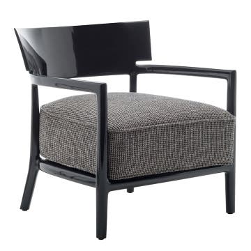 Chaise CARA de Kartell, Structure Noir, Revêtement fantaisie Beige/Noir