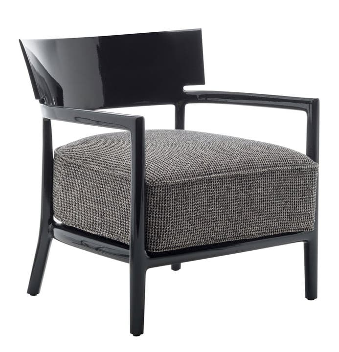 Chaise CARA de Kartell, Structure Noir, Revêtement fantaisie Beige/Noir