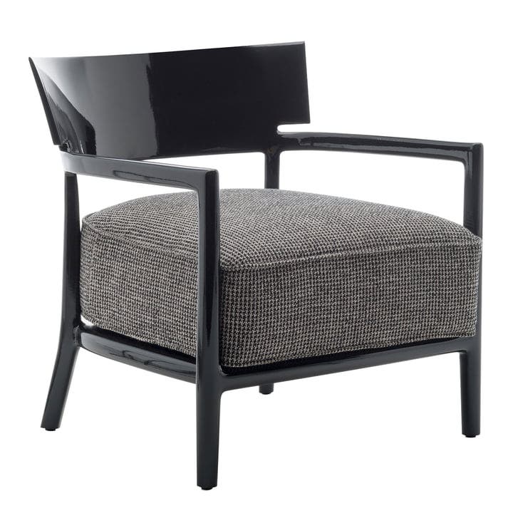 Chaise CARA de Kartell, Structure Noir, Revêtement fantaisie Beige/Noir Chaise CARA de Kartell, Structure Noir, Revêtement fantaisie Beige/Noir