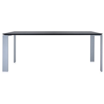 Table FOUR de Kartell, 190 x 79, Piètement acier coloris aluminium, Plateau noir
