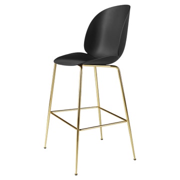 Tabouret de bar BEETLE H.65 de Gubi, Base laiton antique, Noir