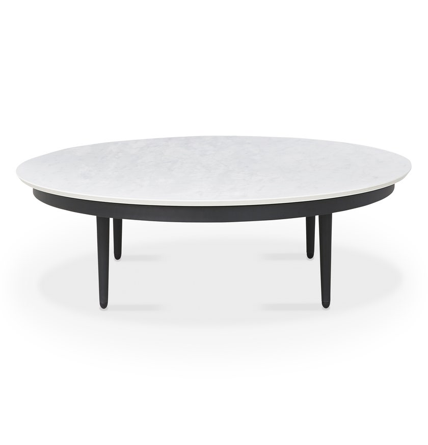 Table basse de jardin ORGANIX LOUNGE de Royal Botania, Ø.120 cm, Plateau céramique Cemento luminoso