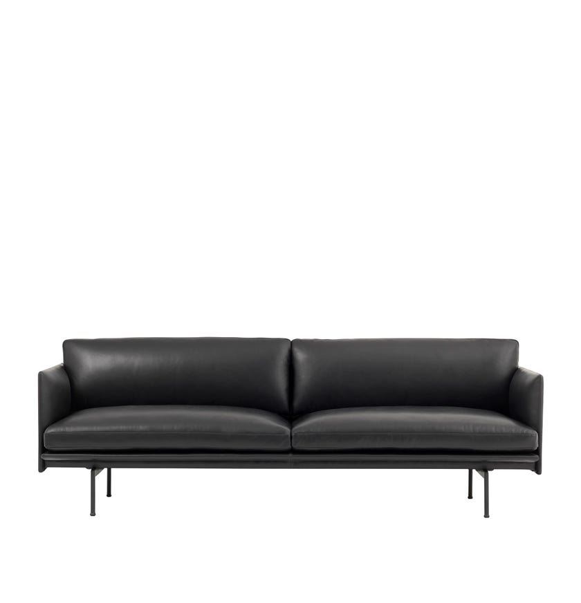 Canapé OUTLINE de Muuto, 3 places, Refine cuir noir