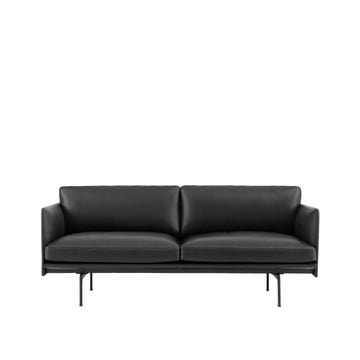 Canapé OUTLINE, 2 places, Refine cuir noir