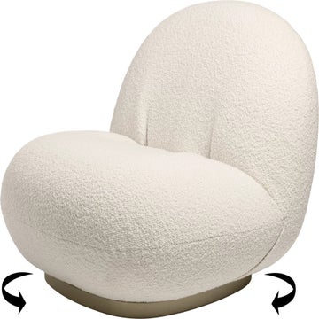 Fauteuil lounge pivotant PACHA, Base or, Tissu Karakorum Dedar 001 