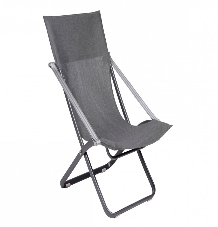 Fauteuil détente XL VIATTI de Vlaemynck, Structure basalte, Toile gris argent