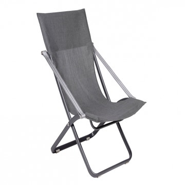Fauteuil détente XL VIATTI de Vlaemynck, Structure basalte, Toile titane
