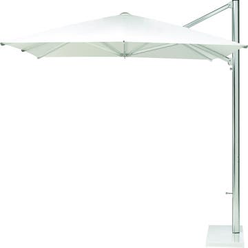 Parasol déporté SHADE 300 x 300 de Emu, Avec socle blanc, Structure aluminium, toile blanche