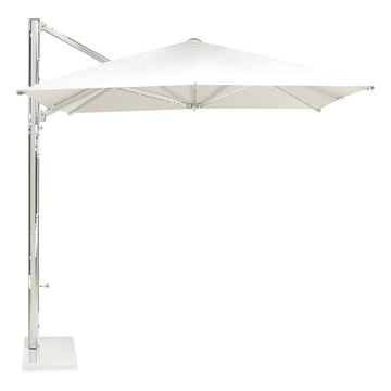 Parasol déporté SHADE de Emu, 320 x 400, Socle blanc, dalles x8 Structure aluminium, Toile blanche