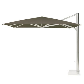 Parasol déporté SHADE 300 x 300 de Emu, Avec socle blanc, Structure aluminium, Toile tourterelle