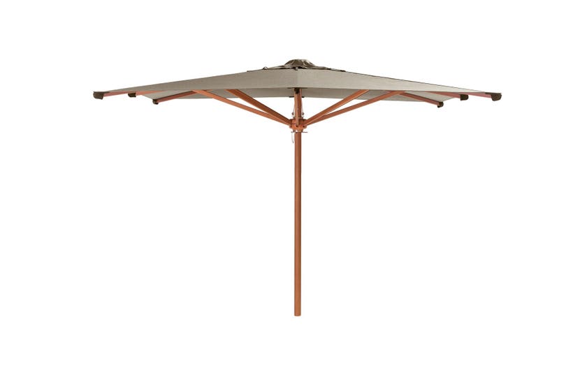 Parasol ECLIPSE de chez TRIBU, 300x300, coloris taupe Parasol ECLIPSE de chez TRIBU, 300x300, coloris taupe