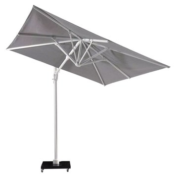 Parasol NIZA de Gescova, 300x300 socle 120kg coloris Gris-Blanc