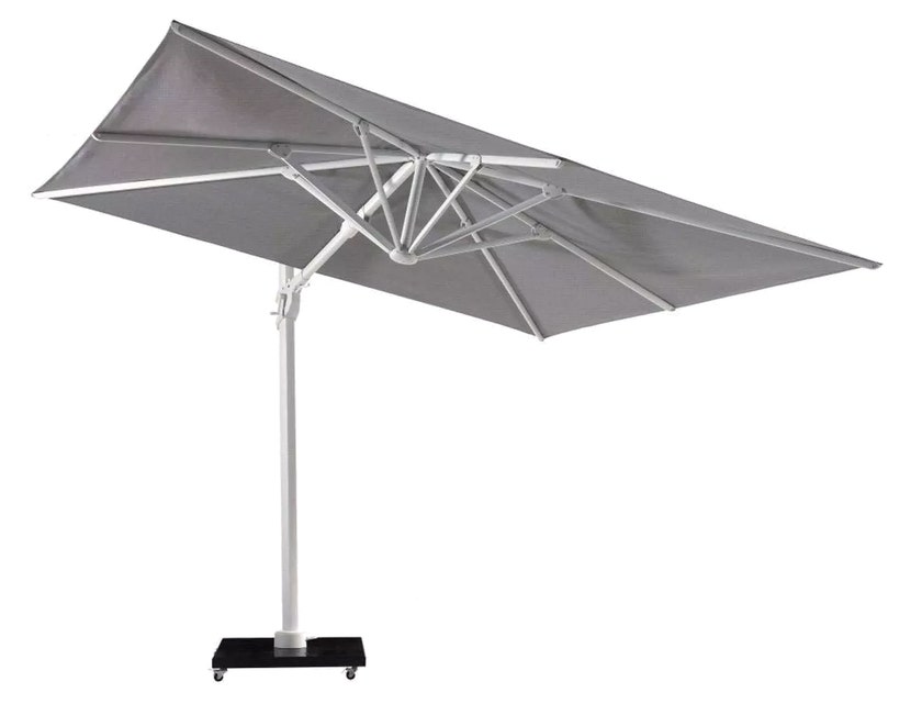 Parasol NIZA de Gescova, 300x300 socle 120kg coloris Gris-Blanc Parasol NIZA de Gescova, 300x300 socle 120kg coloris Gris-Blanc