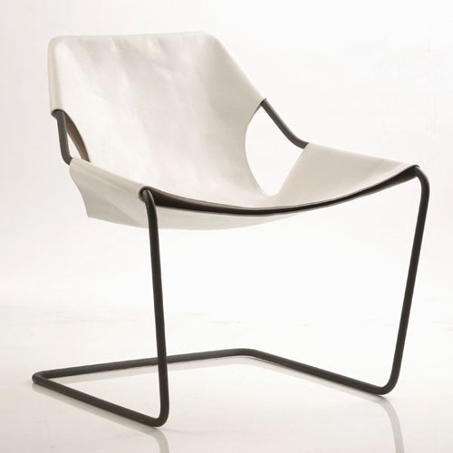 Fauteuil PAULISTANO de Objekto - Structure Carbone/Assise Cuir Blanc Fauteuil PAULISTANO de Objekto - Structure Carbone/Assise Cuir Blanc