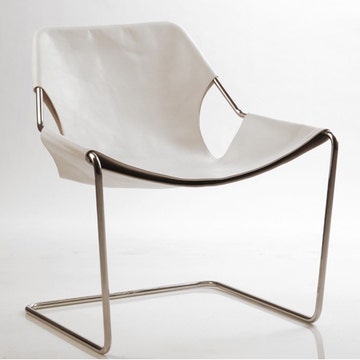 Fauteuil  PAULISTANO de Objekto - Structure Inox/Assise Cuir blanc