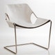 Fauteuil  PAULISTANO de Objekto - Structure Inox/Assise Cuir blanc