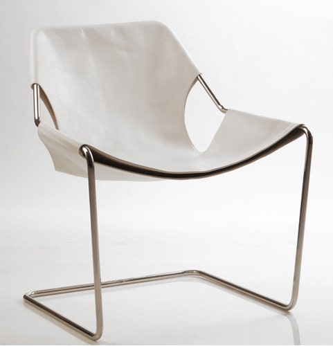 Fauteuil  PAULISTANO de Objekto - Structure Inox/Assise Cuir blanc