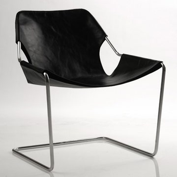 Fauteuil PAULISTANO de Objekto - Structure Inox/Assise Cuir noir