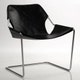 Fauteuil PAULISTANO- Structure Inox/Assise Cuir noir
