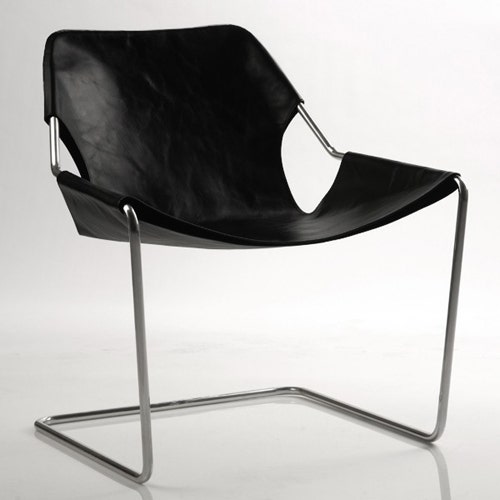 Fauteuil PAULISTANO de Objekto - Structure Inox/Assise Cuir noir Fauteuil PAULISTANO de Objekto - Structure Inox/Assise Cuir noir