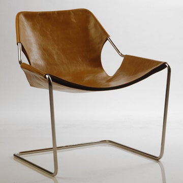 Fauteuil outdoor PAULISTANO de Objekto - Structure Inox/Assise Cuir Whisky