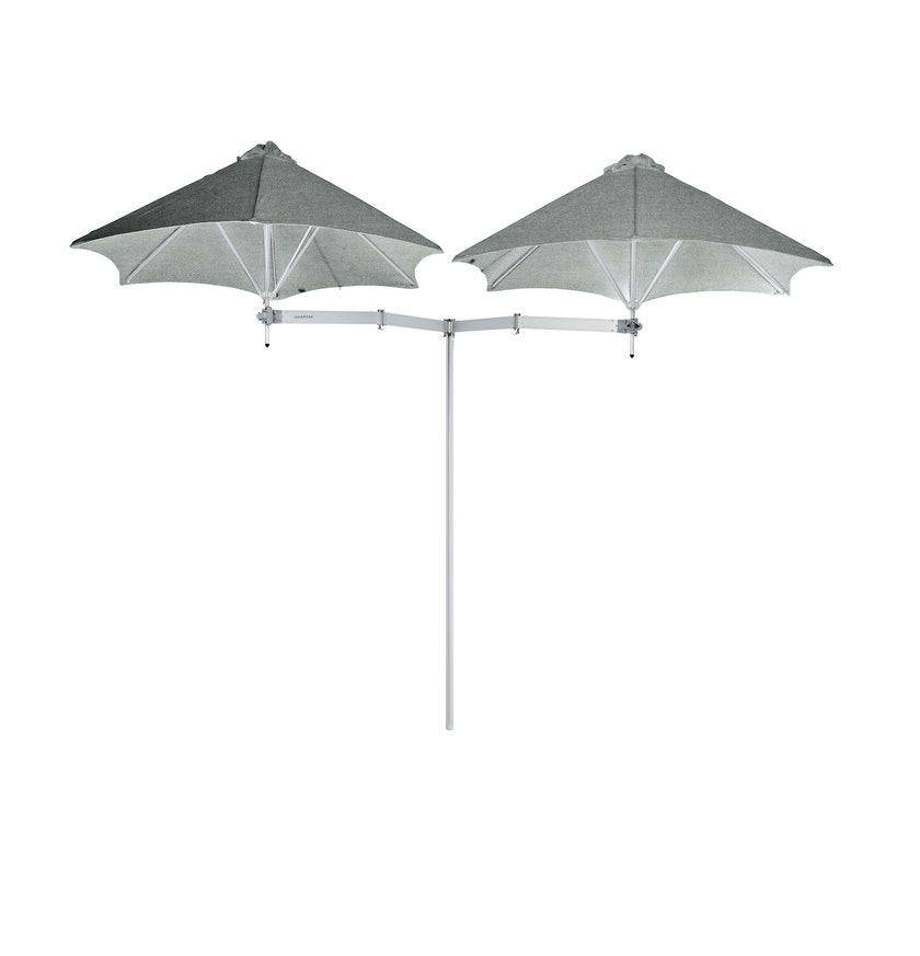 Parasol décentré DUOFLEX de Umbrosa, tissu Sunbrella, Flanelle