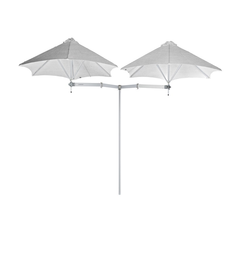 Parasol décentré DUOFLEX de Umbrosa, tissu Sunbrella, Marble