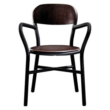 FAUTEUIL PIPE, Structure noire/Assise & dossier en hêtre foncé de MAGIS