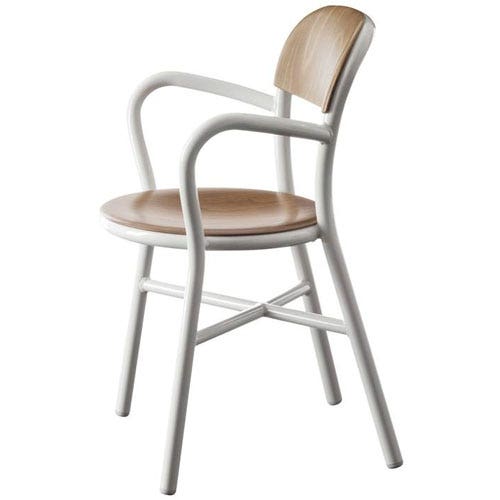 FAUTEUIL PIPE, Structure blanche/Assise & dossier en hêtre naturel de MAGIS FAUTEUIL PIPE, Structure blanche/Assise & dossier en hêtre naturel de MAGIS