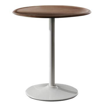 TABLE RONDE PIPE, Ø.66 cm, Structure blanche & plateau en hêtre naturel de MAGIS
