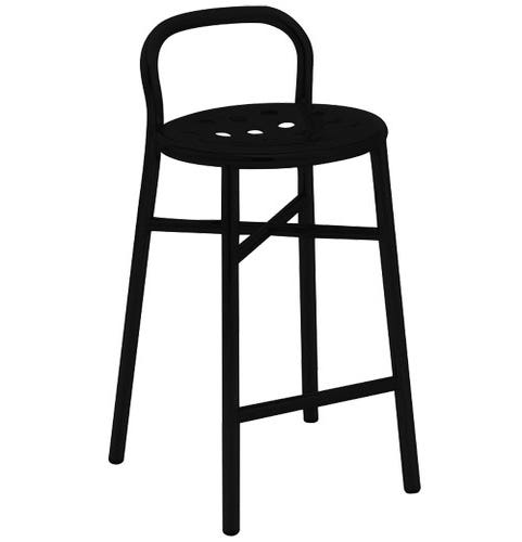 TABOURET HAUT PIPE, Noir de MAGIS