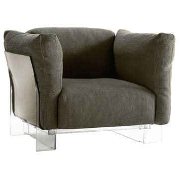 Fauteuil POP DUO de Kartell, Structure transparente, Gris