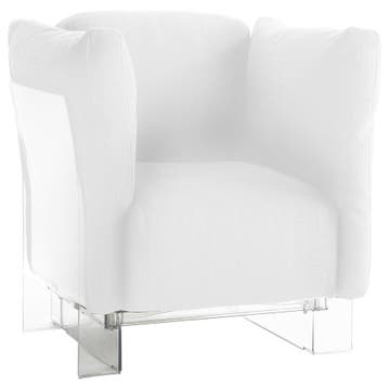 Fauteuil POP DUO de Kartell, Structure transparente, Blanc
