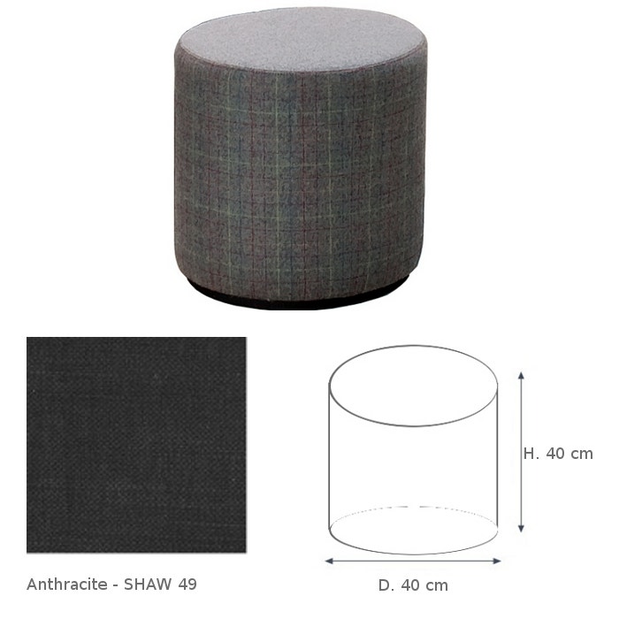 Pouf COLLIN de Marie's Corner, Gris anthracite Shaw 49 Pouf COLLIN de Marie's Corner, Gris anthracite Shaw 49