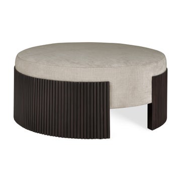 Pouf Roller Max - acajou vernis - brun foncé - tissu Rice
