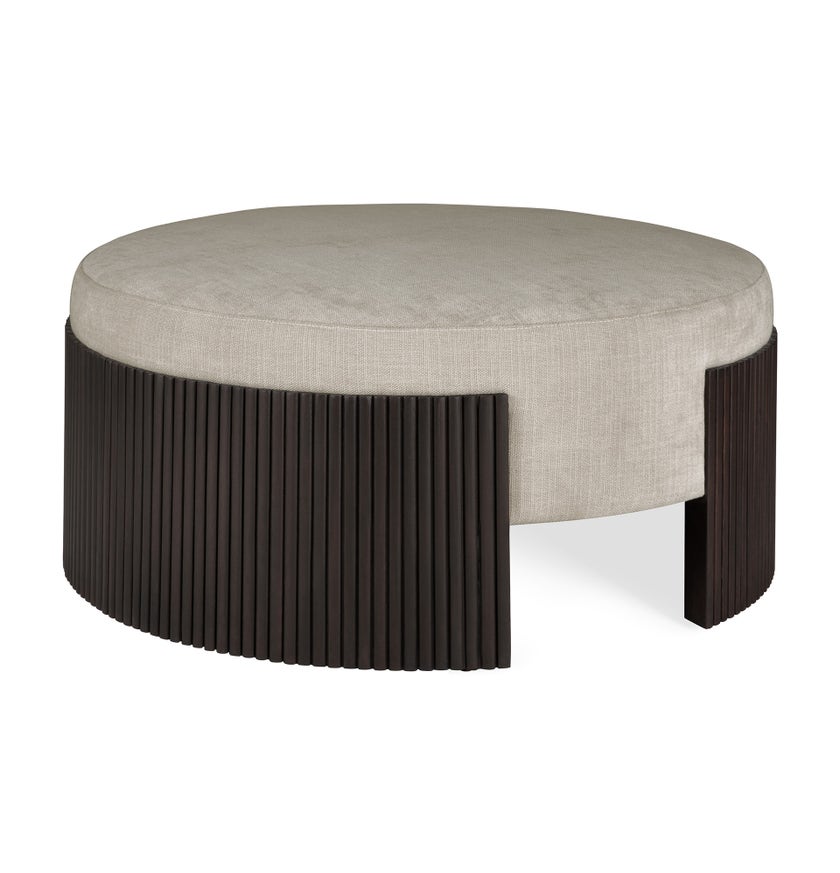 Pouf Roller Max - acajou vernis - brun foncé - tissu Rice