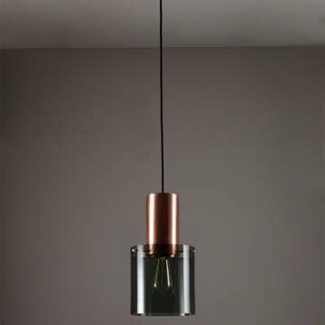 Suspension WALTER Taille 2 d'Original BTC, Verre Anthracite et Cuivre