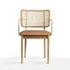 Chaise avec accoudoirs CANNAGE de RED Edition, Finition chêne naturel, Cuir tabac