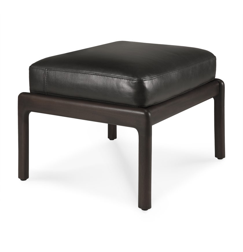 Repose-pieds Jack - acajou vernis - brun foncé - cuir Black