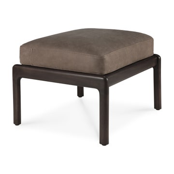 Repose-pieds Jack - acajou vernis - brun foncé - cuir nubuck Terra