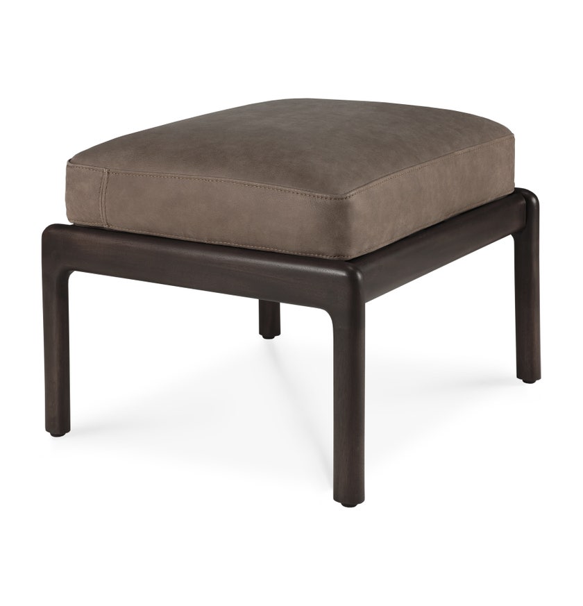 Repose-pieds Jack - acajou vernis - brun foncé - cuir nubuck Terra
